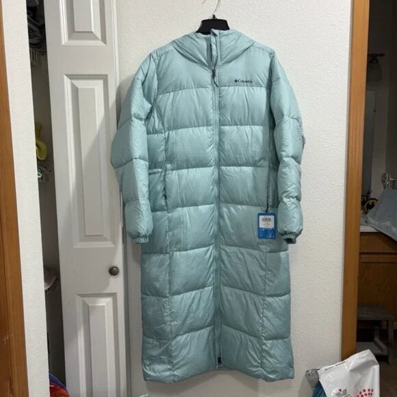 NWT Columbia Women's Puffect Long Jacket Coat, size L, Aqua Haze Insulated - Picture 1 of 9